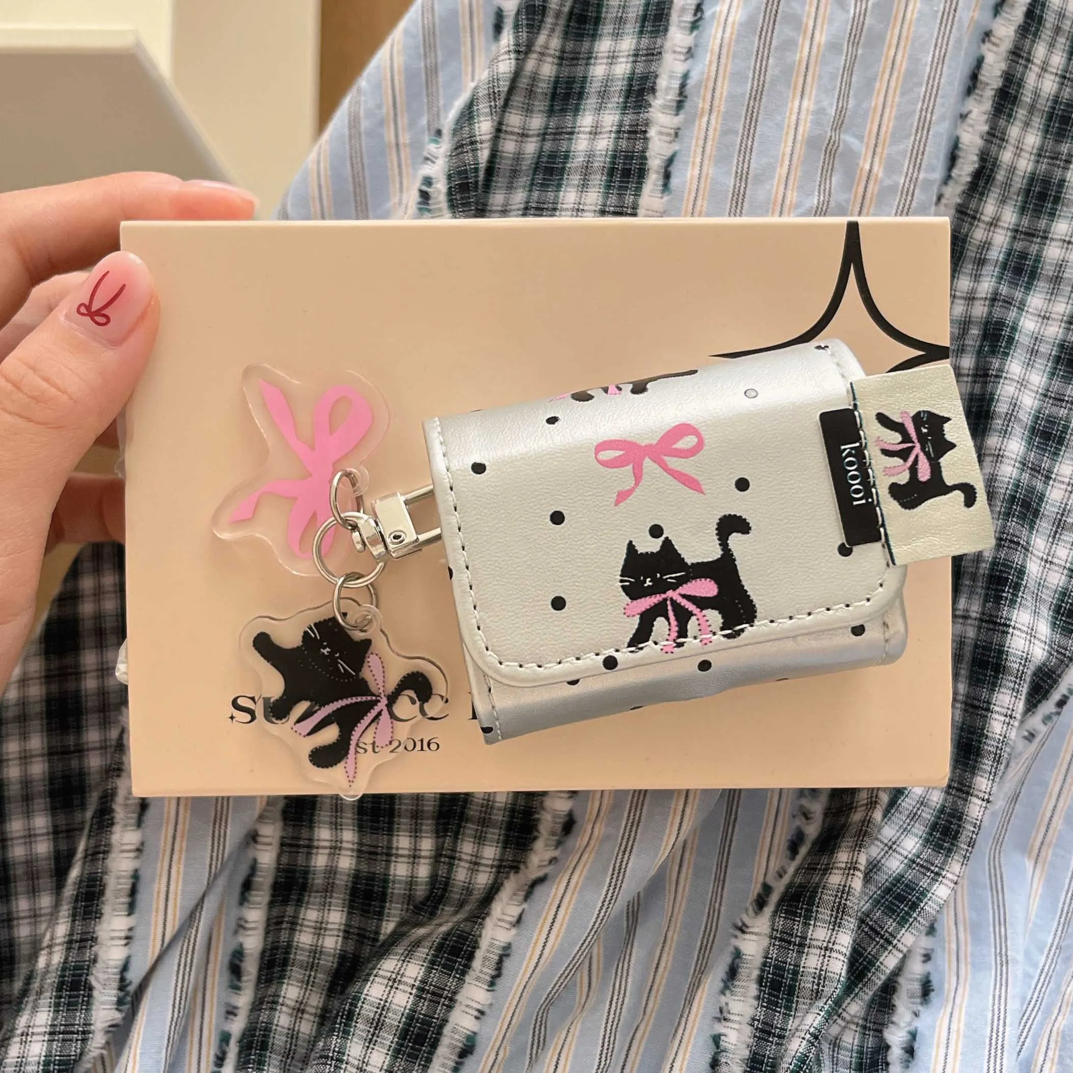 애플 에어팟 1, 2, 프로 프로, 2 번째 귀여운 나비 매듭 고양이 펜던트 헤드셋 케이스, 에어팟 3 용, 회색 가죽 쉘