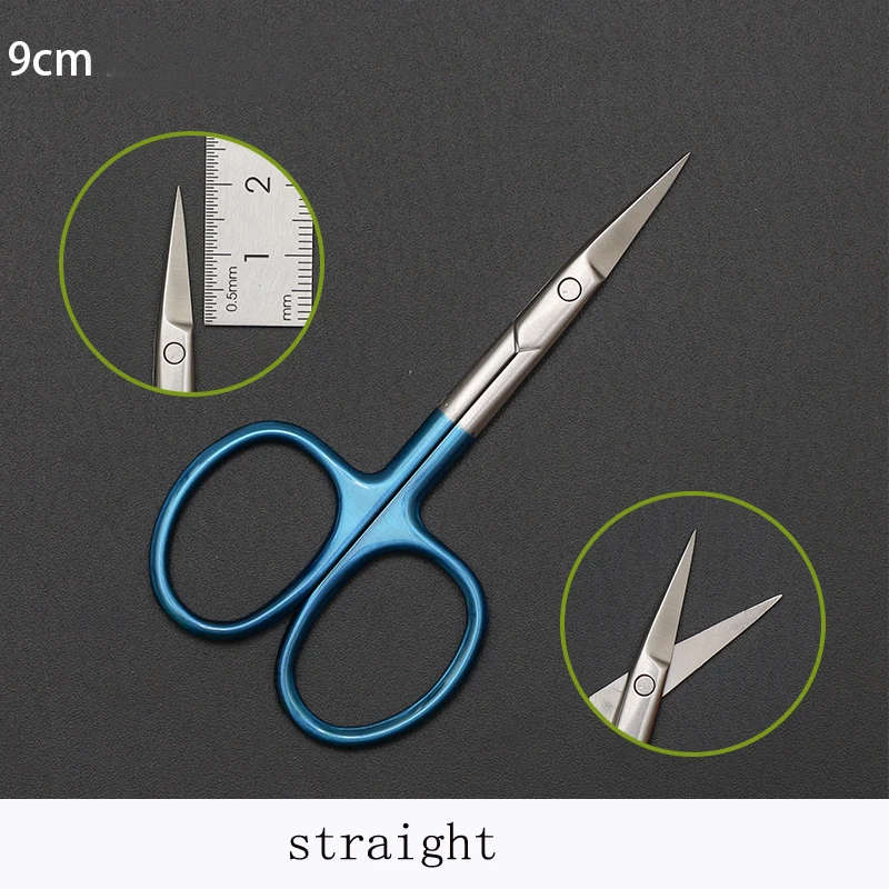 

Eye scissors 9cm gold handle black handle blue handle express shear straight bending shear suture removal scissors