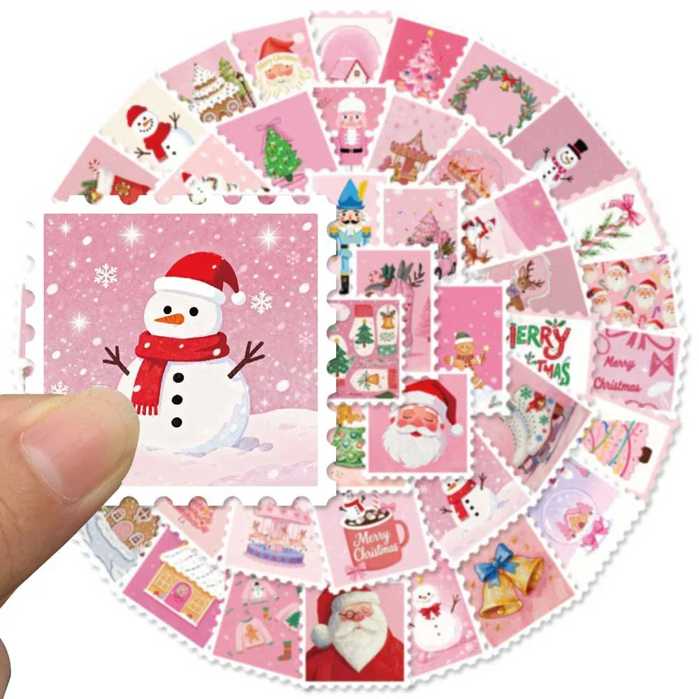 

50PCS Pink Christmas Stamps Graffiti Stickers Creative Festival Cartoon Decal Notebook Phone Guitar Skateboard Fridge Kid Toys