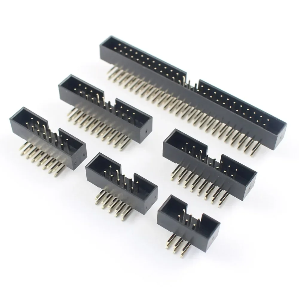 50pcs 2mm 2.0mm Pitch DC3 Male Connector 6 10 14 16 18 20 26 30 34 40 44 50 60 Pin Right Angle Box Header IDC Socket 10P 44P 50P