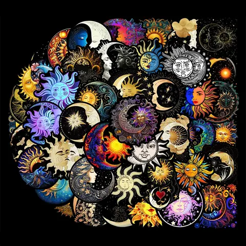 10/30/50 st Coola Gotiska Konst Måne Sol Tecknade Klistermärken Vintage Graffiti Dekaler DIY Stationery Resväska Laptop Vattentäta Klistermärken 8 best sales sval måne - №8