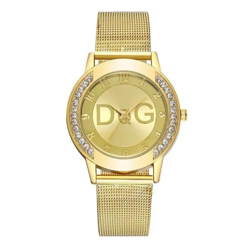 Ladies watch, double diamond outer ring sand diamond surface steel mesh belt Ladies watch