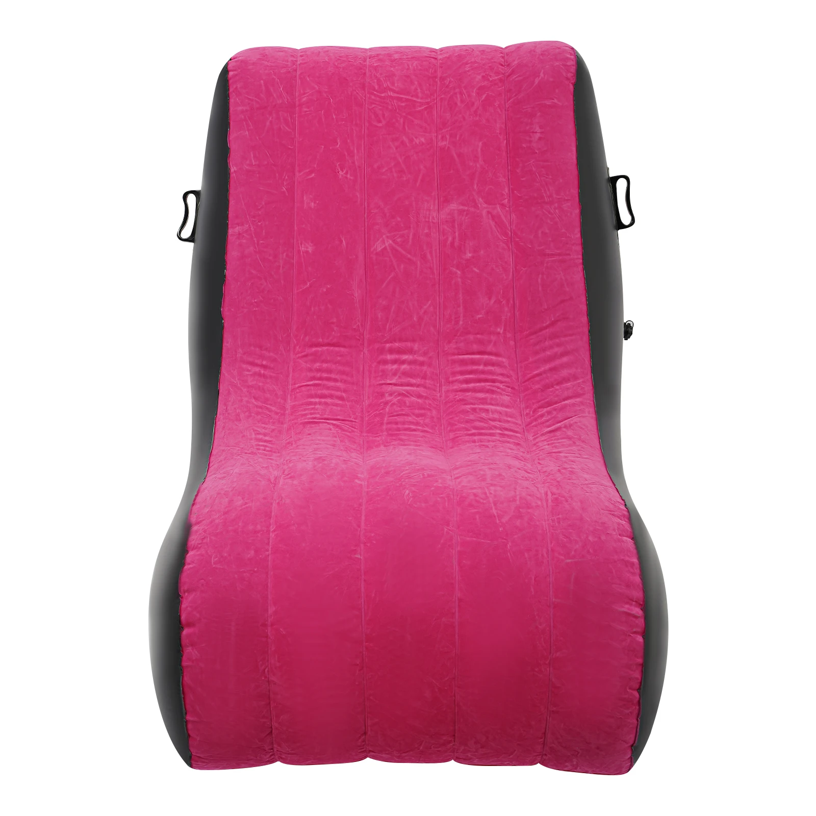 Sofá cama en forma de S rosa-rojo + negro de 35,4x55,1x27,5 pulgadas, sofá cama inflable, sofá plegable para sala de estar, dormitorio, balcón