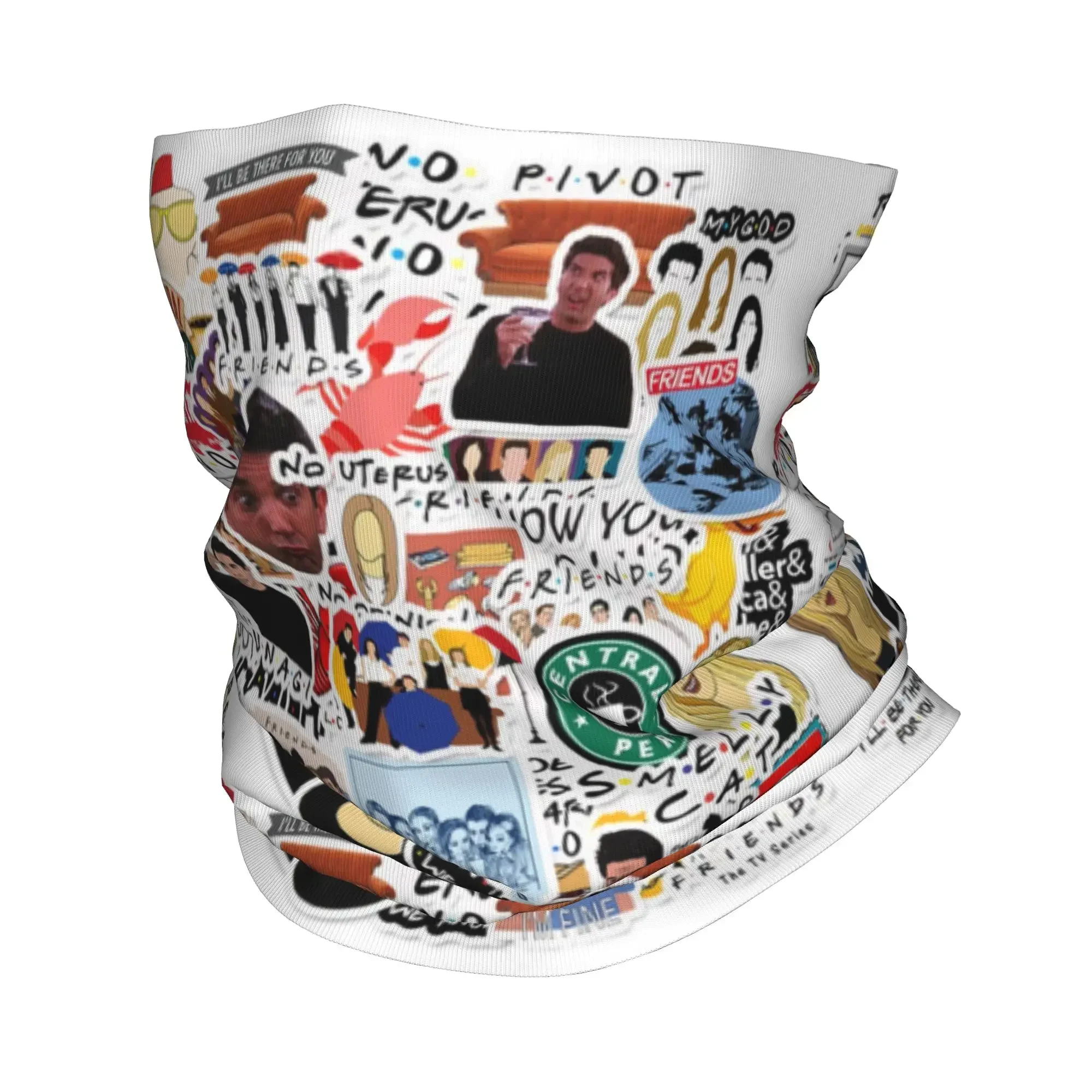 Vintage Friends Symbol Collage Bandana Winter Neck Warmer Women Windproof Wrap Face Scarf for Hiking TV Show Gaiter Headband