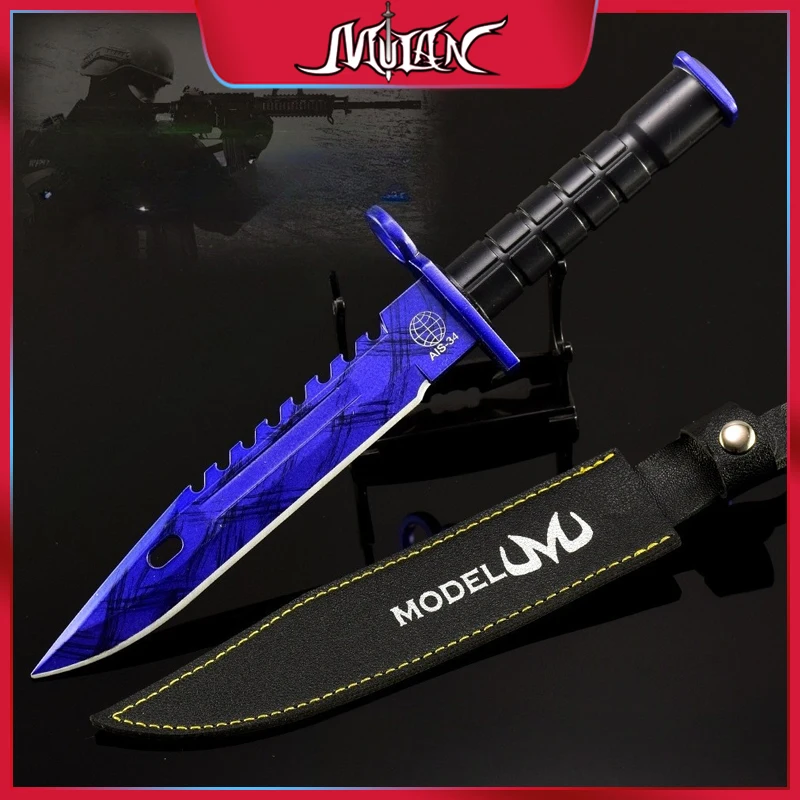 26 CM Go Go Game Peripherals Knife with Sheath Metal Craft Weapon Model Collectible Desk Ornaments Cosplay Props Safe Boy Toy