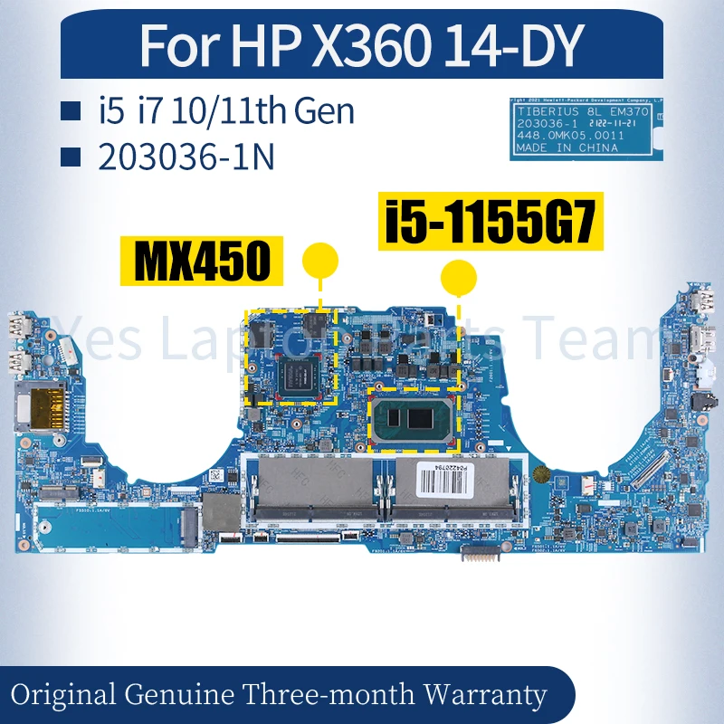 203036-1N For HP X360 14-DY Laptop Mainboard M82902-601 i5 i7 10/11th Gen Notebook Motherboard 100％ Tested