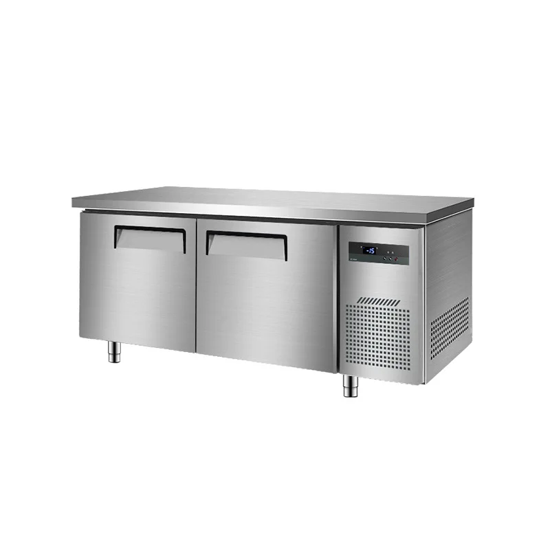 Stainless Steel Refrigerated Workbench Freezer -18C 4-Door Commercial Kitchen Fresh-Keeping Cabinet Made in China