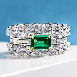 Huitan Noble Green Cubic Zirconia Rings for Women Anniversary Evening Party Temperament Lady Finger Accessory Statement Jewelry