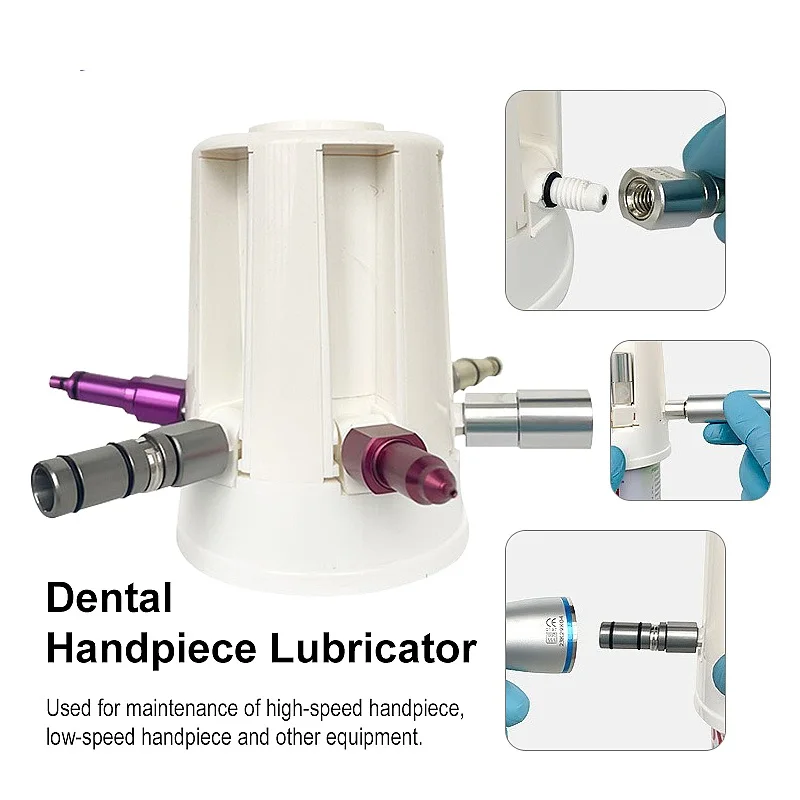 Dentals Portable Handpiece Cleaning Spray Lubricant Oil Maintenance with 5 Connectors