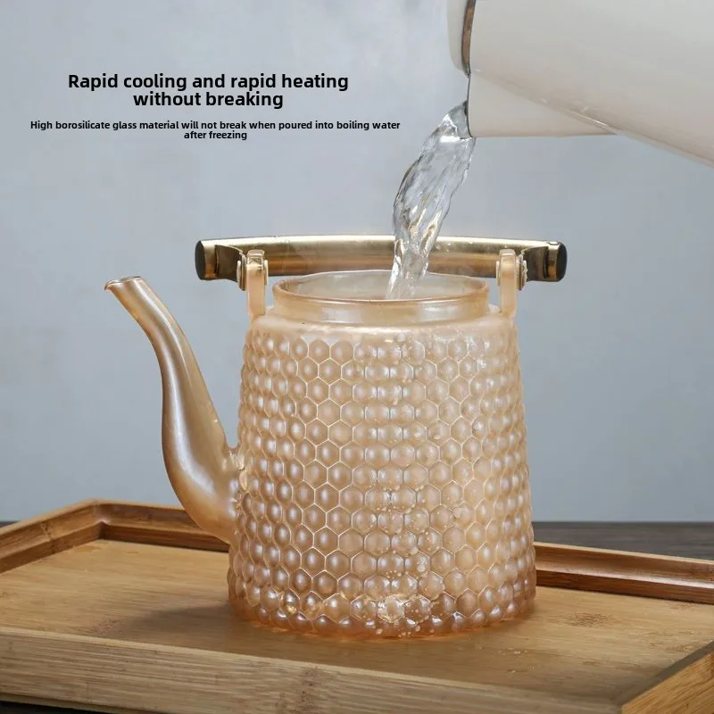 Hammer Japanese beam pot copper handle retro boiling teapot large capacity large hole sky pot high borosilicate glass teapot