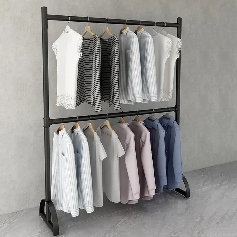 Rail Hanger Coat Racks Stand Nordic Garment Free Shipping Clothes Rack Standing Boutique Percheros Pared Space Saving Furniture