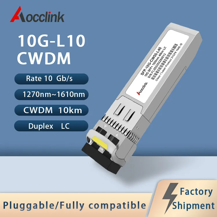 10G CWDM Sfp+ Optical Transceiver Module; 1270nm/1610nm 10km 40km 80km; for MUX and DEMUX 4 8 10 channels