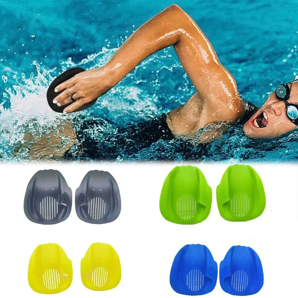 

1Pair Webbed Swimming Hand Paddles Ergonomic Comfortable Swim Training Hand Fins With Adjustable Straps Diving Gloves