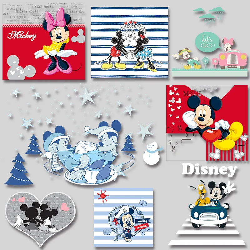 

Cartoon Animation Fashion go kart love Mickey Minnie skating pattern Heat Transfer for Clothing Printed fusible patch