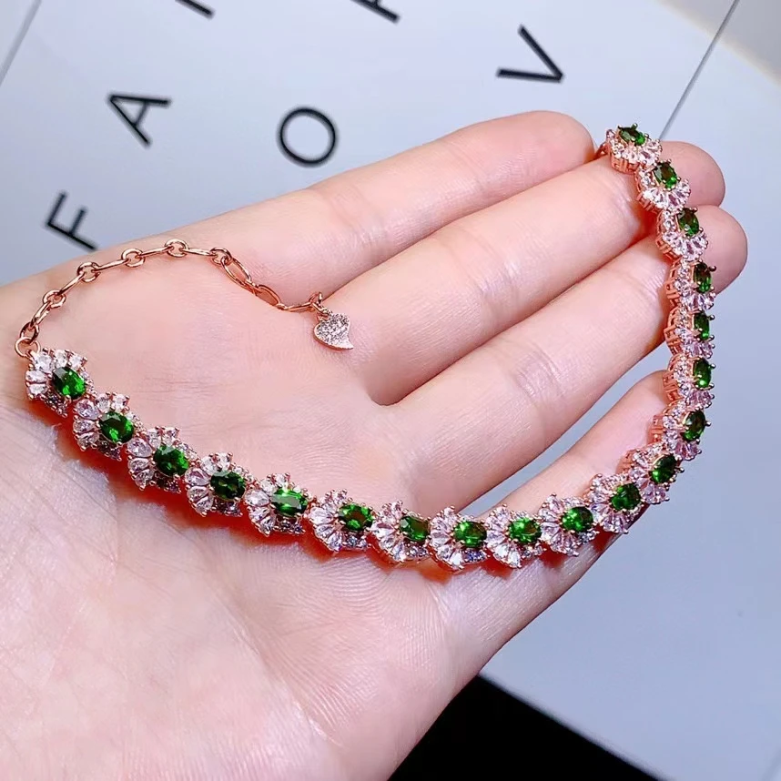 KJJEAXCMY Brand Boutique Jewelry 925 Sterling Silver Diopside Women's Multi Color Gemstone Luxury Bracelet Girl Handmade Ancient