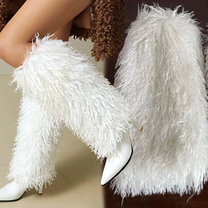 

Зимние плюшевые манжеты для ботинок, гетры из искусственного меха, гетры до щиколотки, модный аксессуар, обувь Y2K, чехлы для ботинок, хипстерские носки длиной до колена