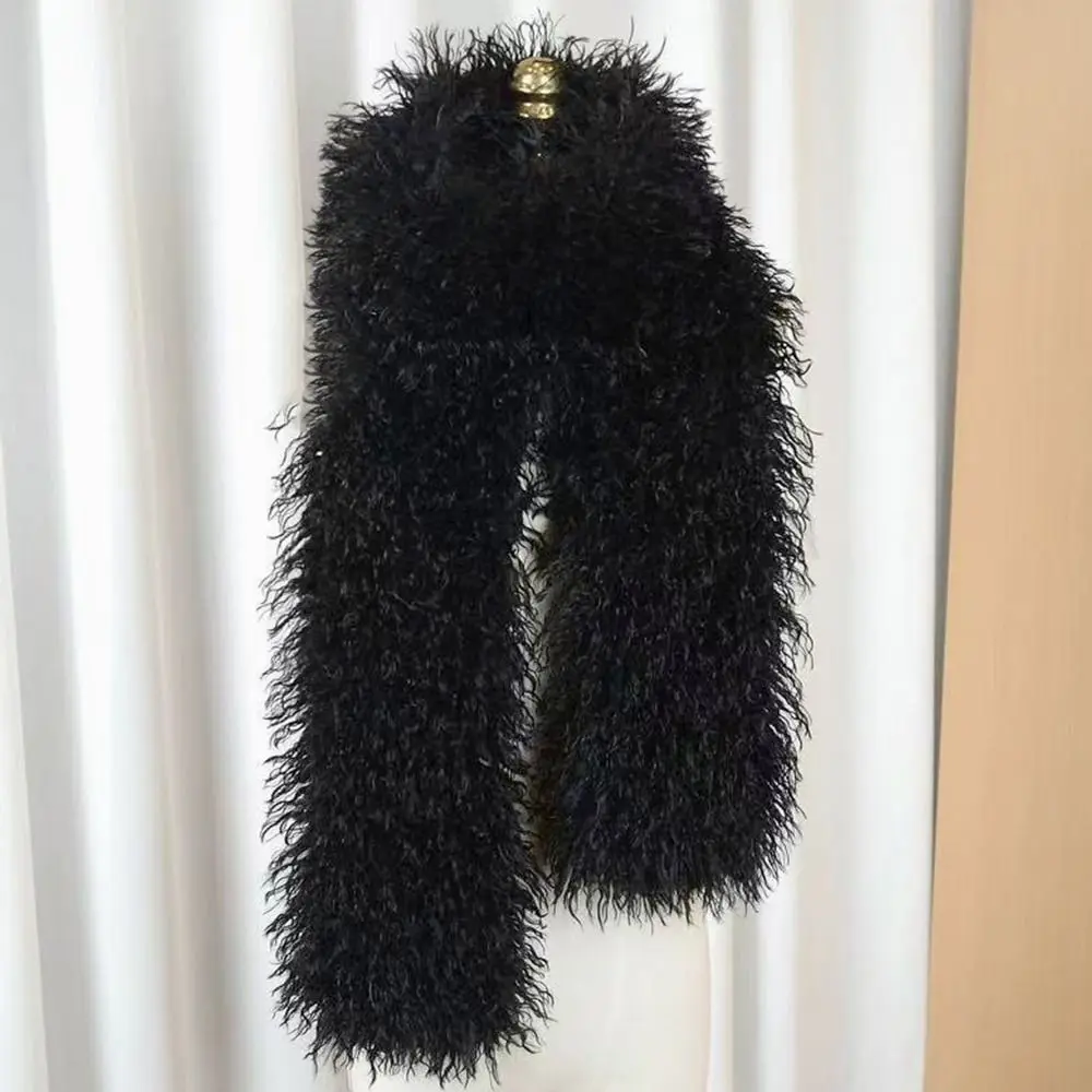 180CM Imitation Wool Scarf Double-Sided Whole Skin Fake Sheep Fur Scarf Soft Texture Thickened Neckerchief Scarves for Warm view 3