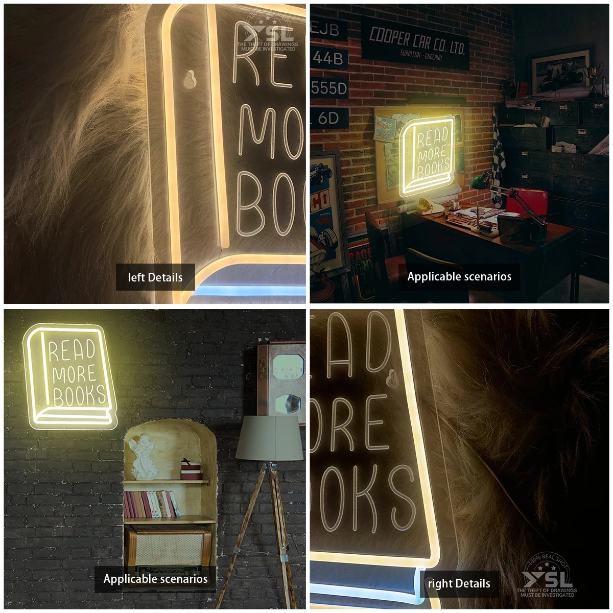 Led neon sign book shape lamp for the library study school museum bedroom neon light Decor Desk Night Lamps Lights