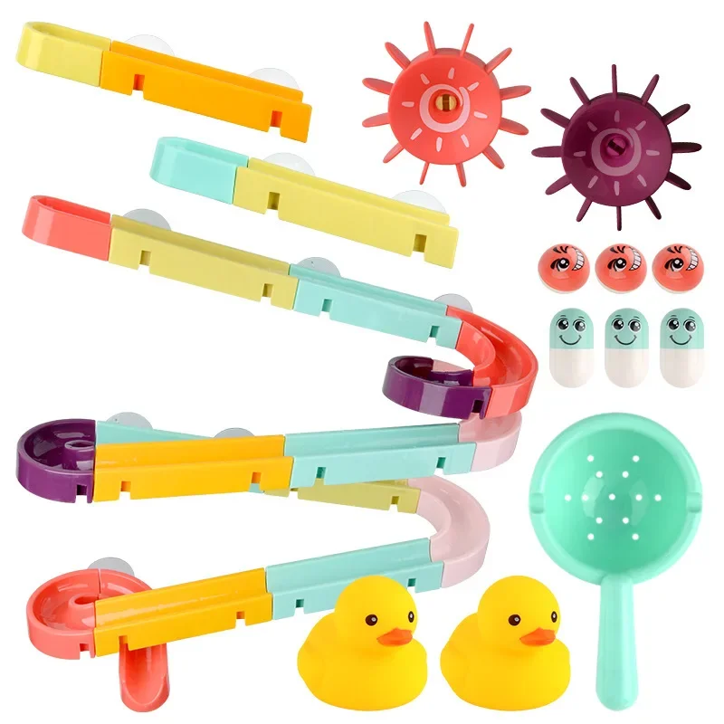 

DIY Baby Bath Toys Run Assembling Track Bathroom Water Game For Children Bathtub Bath Shower Kids Play Water Spray Toy Set Kids