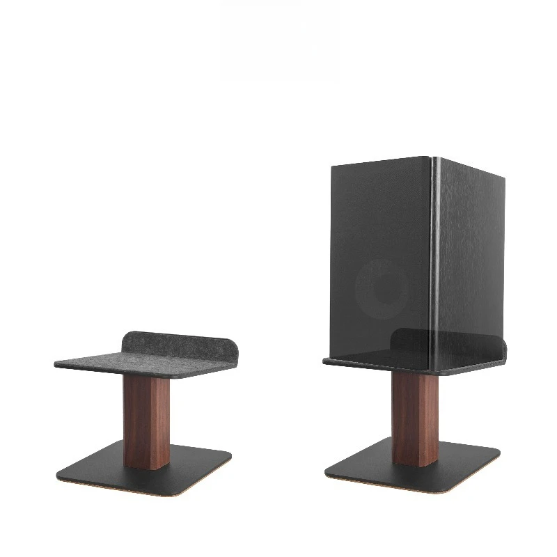 

The speaker stand is suitable for supporting desktop speaker devices and is made of walnut and stainless steel