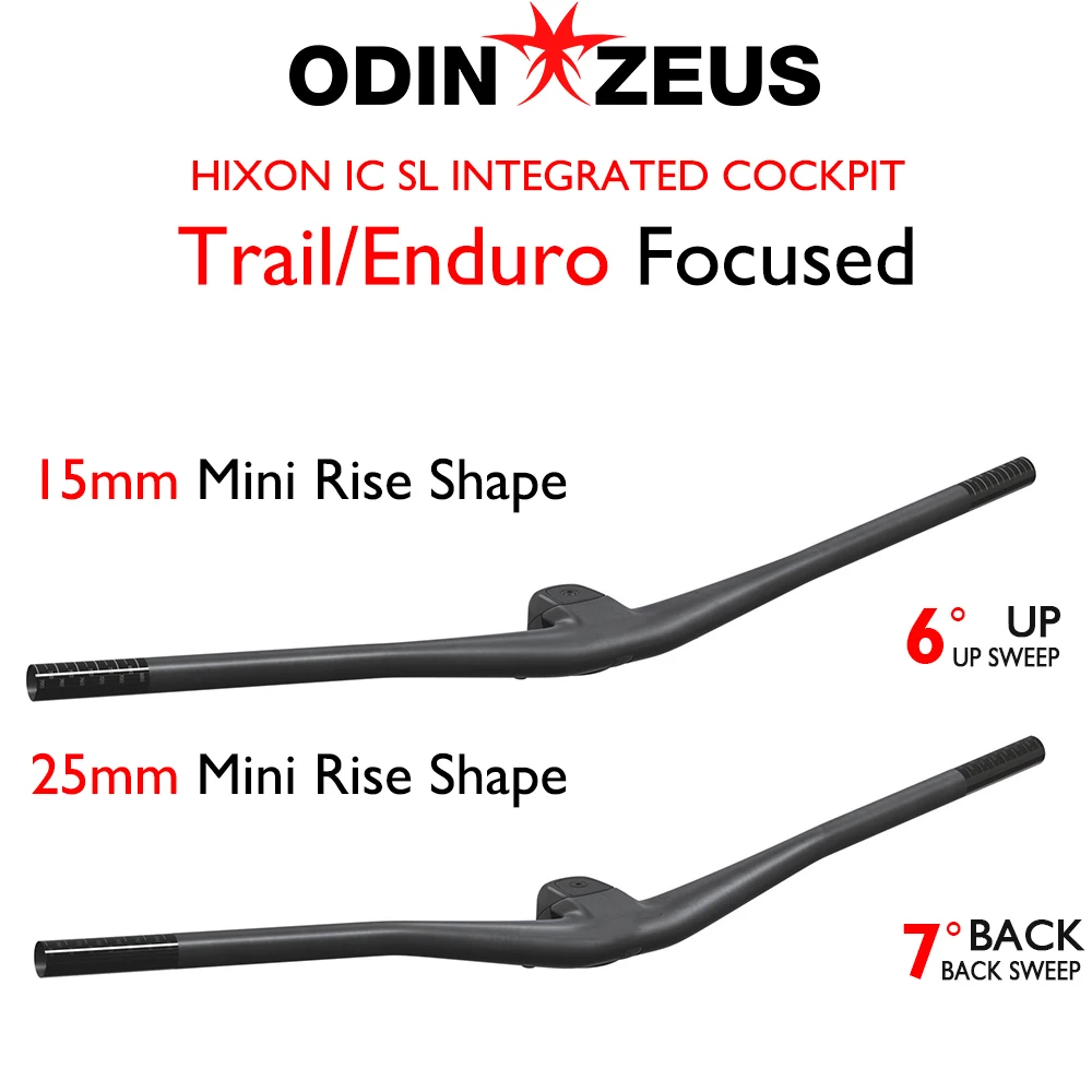 ODINZEUS Full Carbon Mountain Bike Handlebar, integrated handlebar, HIXON IC SL RISE, 4°/5°, Rise 15mm/25mm, Bicycle Accessories