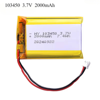 103450 3.7V 2000mAh Polymer Lithium Rechargeable Battery PH 2.0mm 2pin plug for Camera GPS navigator MP5 PS4 100% Real Capacity