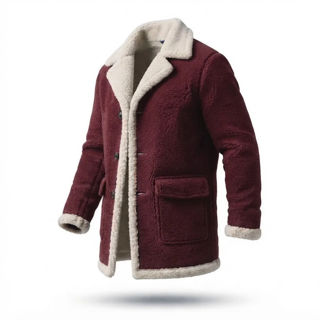 Men Jacket Thick Warm Solid Coat Lapel Collar Long Sleeve Single Breasted Mid Length Outerwear Pockets Y2k Streetwear Jackets