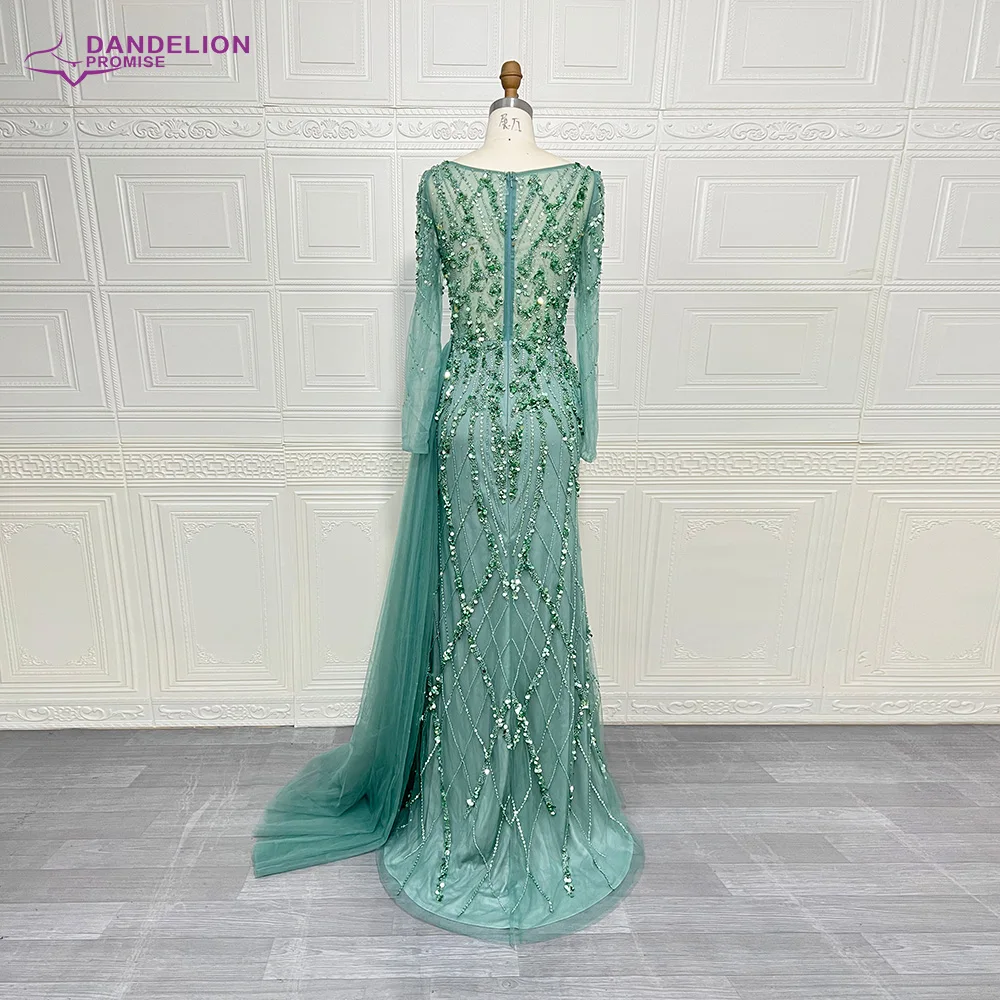 Eelgant Mermaid 2024 Evening Night Dress for Women Luxury Long Sleeves Beads V Neck Side Slit Formal Prom Wedding Party Gowns