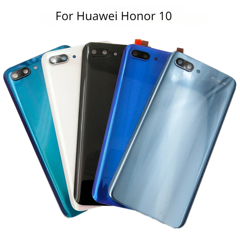 

Новое заднее стекло для Huawei Honor 10, задняя крышка батарейного отсека, корпус задней двери с заменой объектива камеры