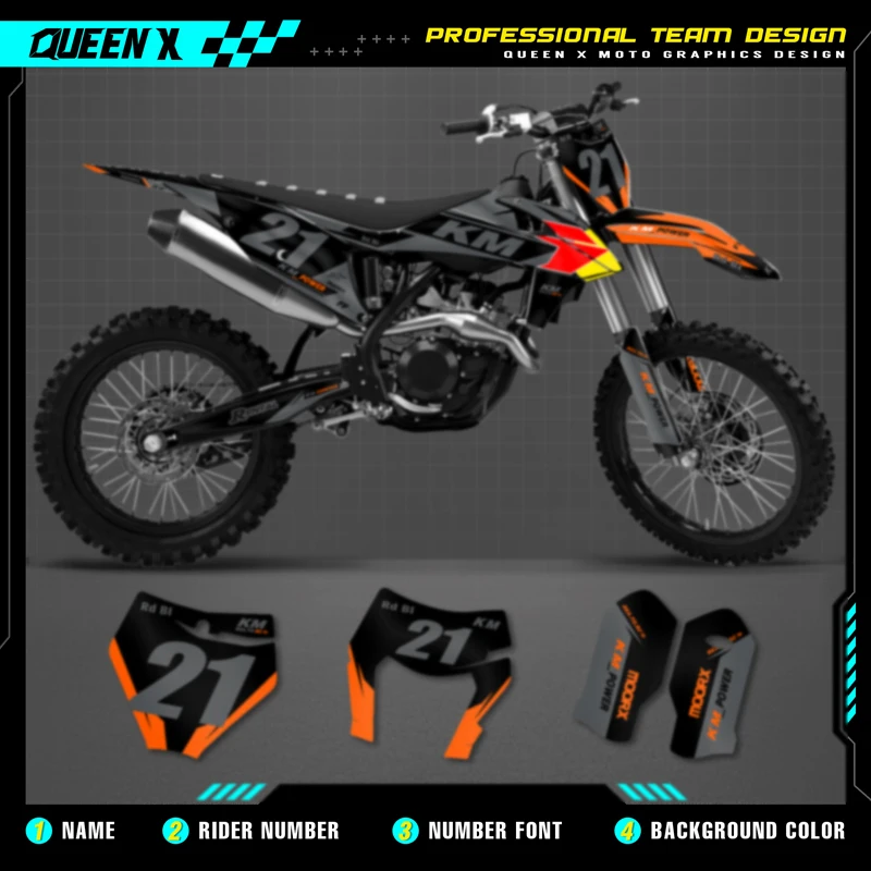 

QUEEN X MOTOR Custom Team Graphics Decals Stickers Kit For KTM 2019-2022 SX SXF XC XCF 2020-2023 EXC XC-W XCWF EXC-F 059