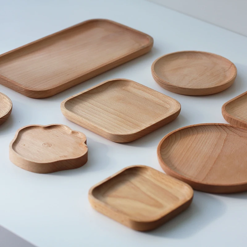 37 Models Simple Style Wooden Tray Beech Oval Tray Wooden Dinner Plate Food Jewelry Storage Photography Props