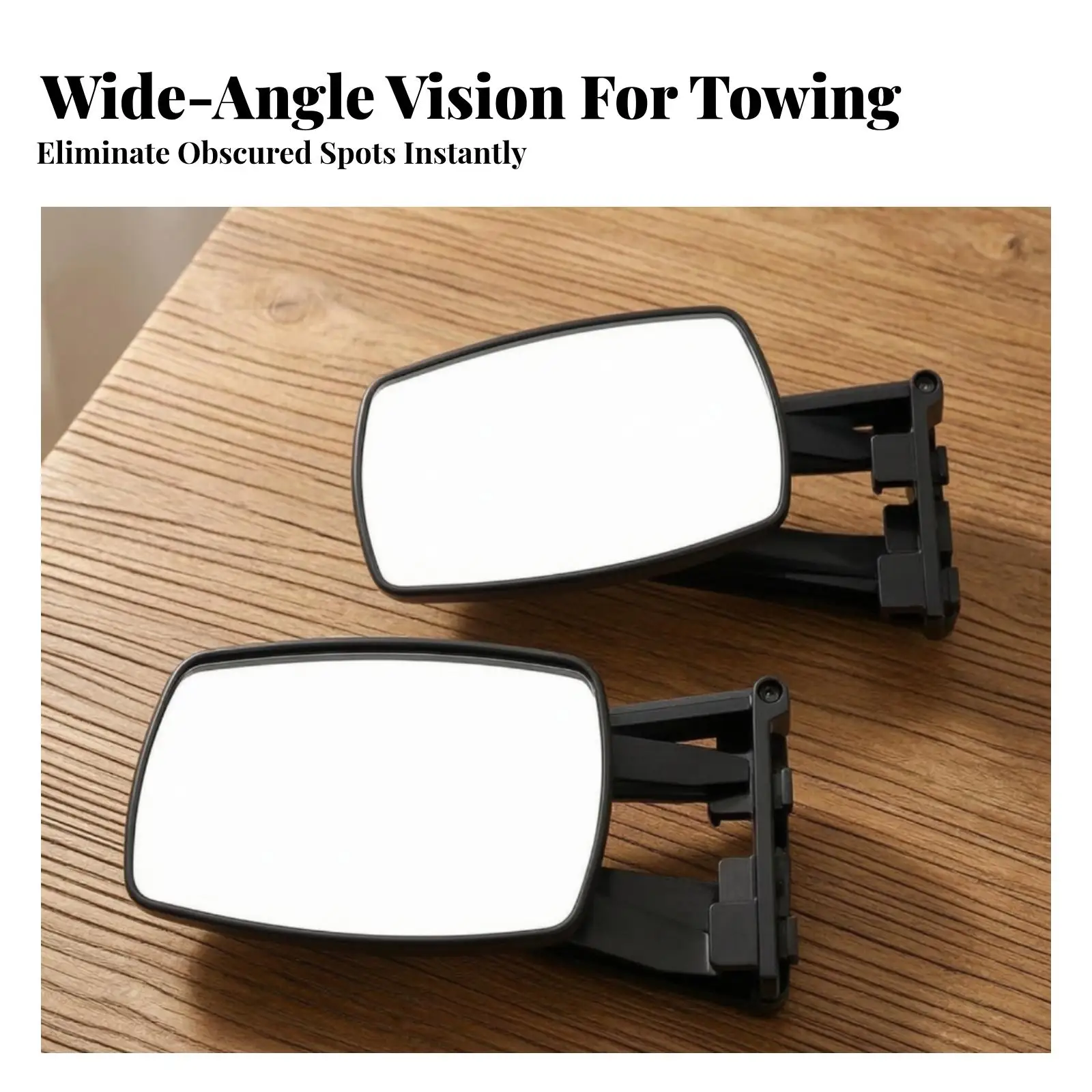 Towing Trailer Mirror with Adjustable Bracket TPU Strap Secure Fit Additional Rear View Mirror for Car