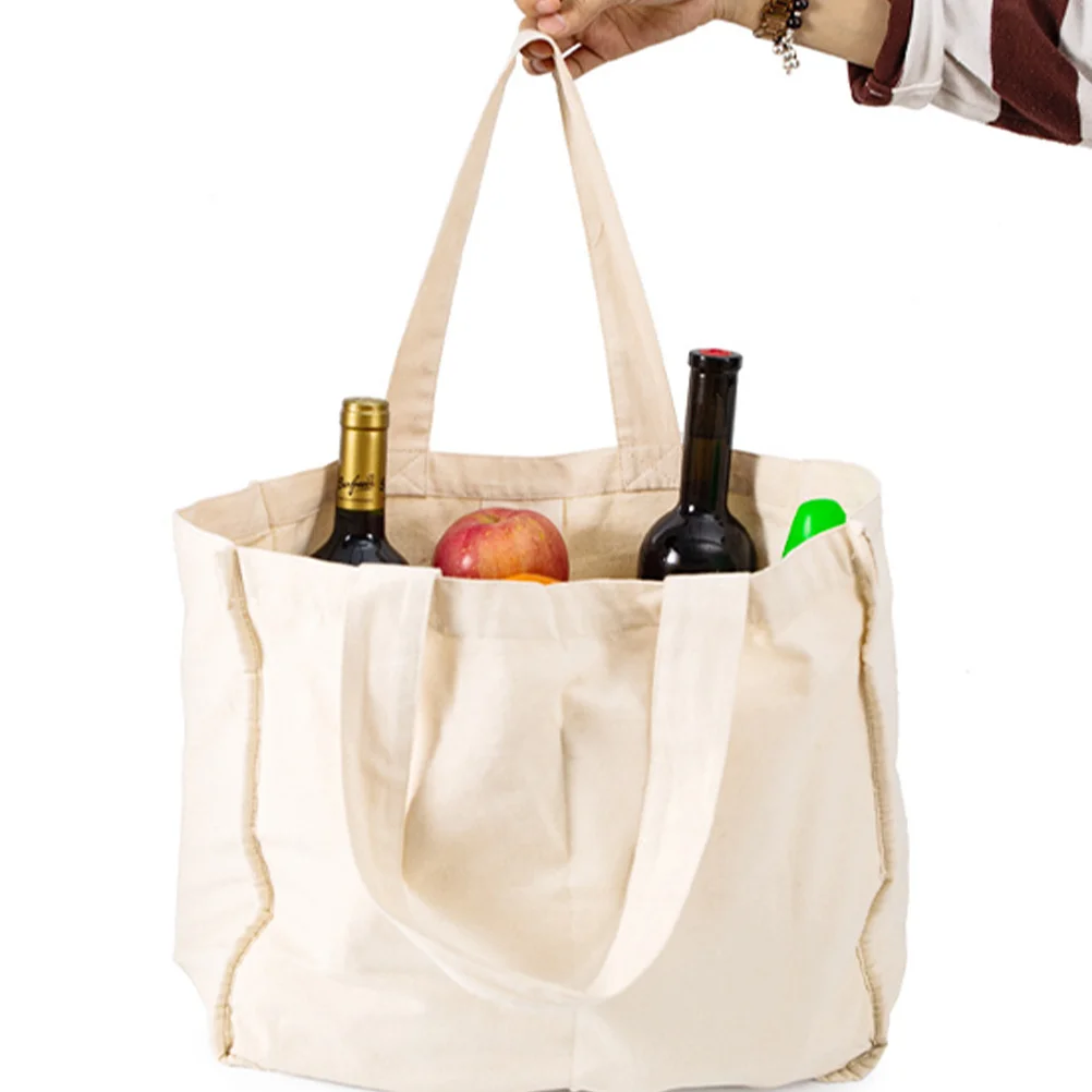 

1Pcs Large Capacity Cotton Tote Bag Sturdy Double Handles Reusable Shopping Handbag Ideal for Beach Party Market and Travel