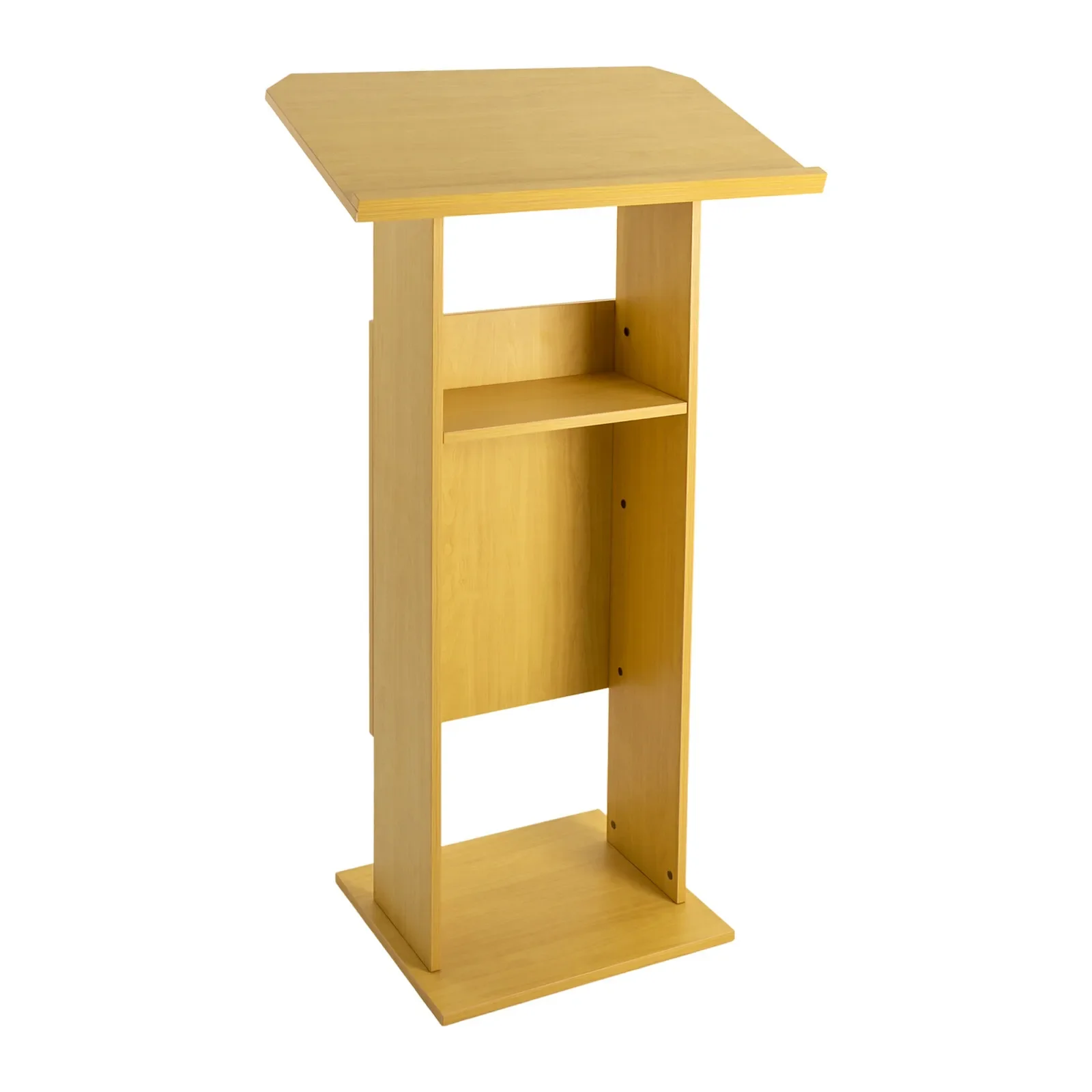 منبر الكنيسة قابل للتعديل من خشب البلوط الصلب مقاس 47.7 بوصة مع عجلات - منبر محمول لخدمات العبادة