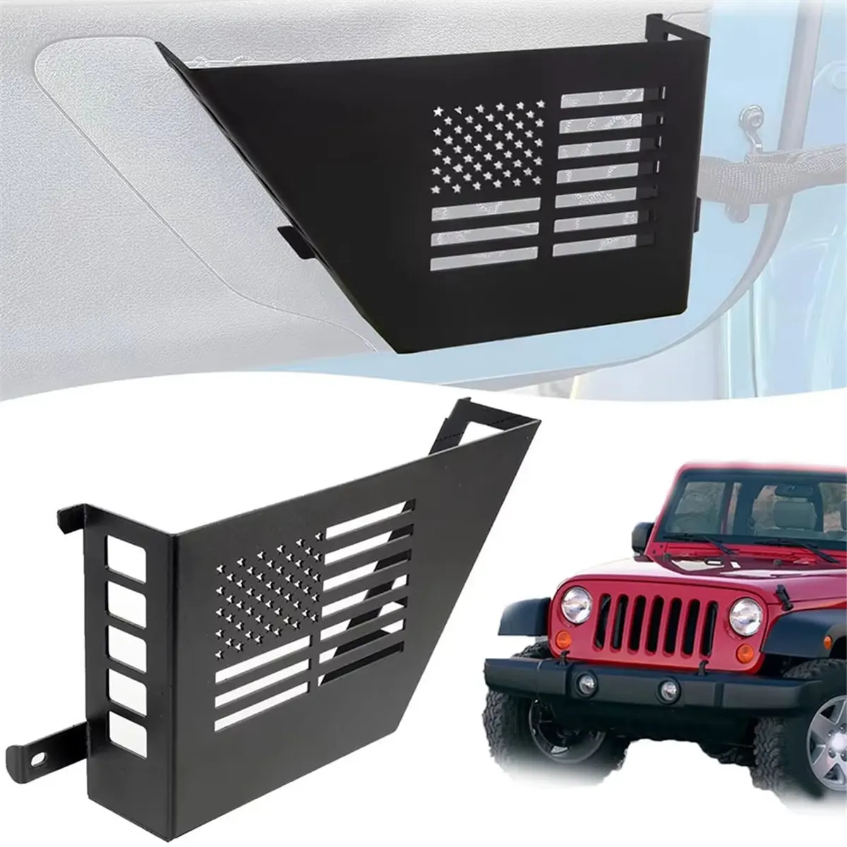 Super Sale 1Pair Metal Front Door Storage Box, Door Side Insert Organizer Box Pockets for Jeep Wrangler JK 2/4 Door 2007-0217