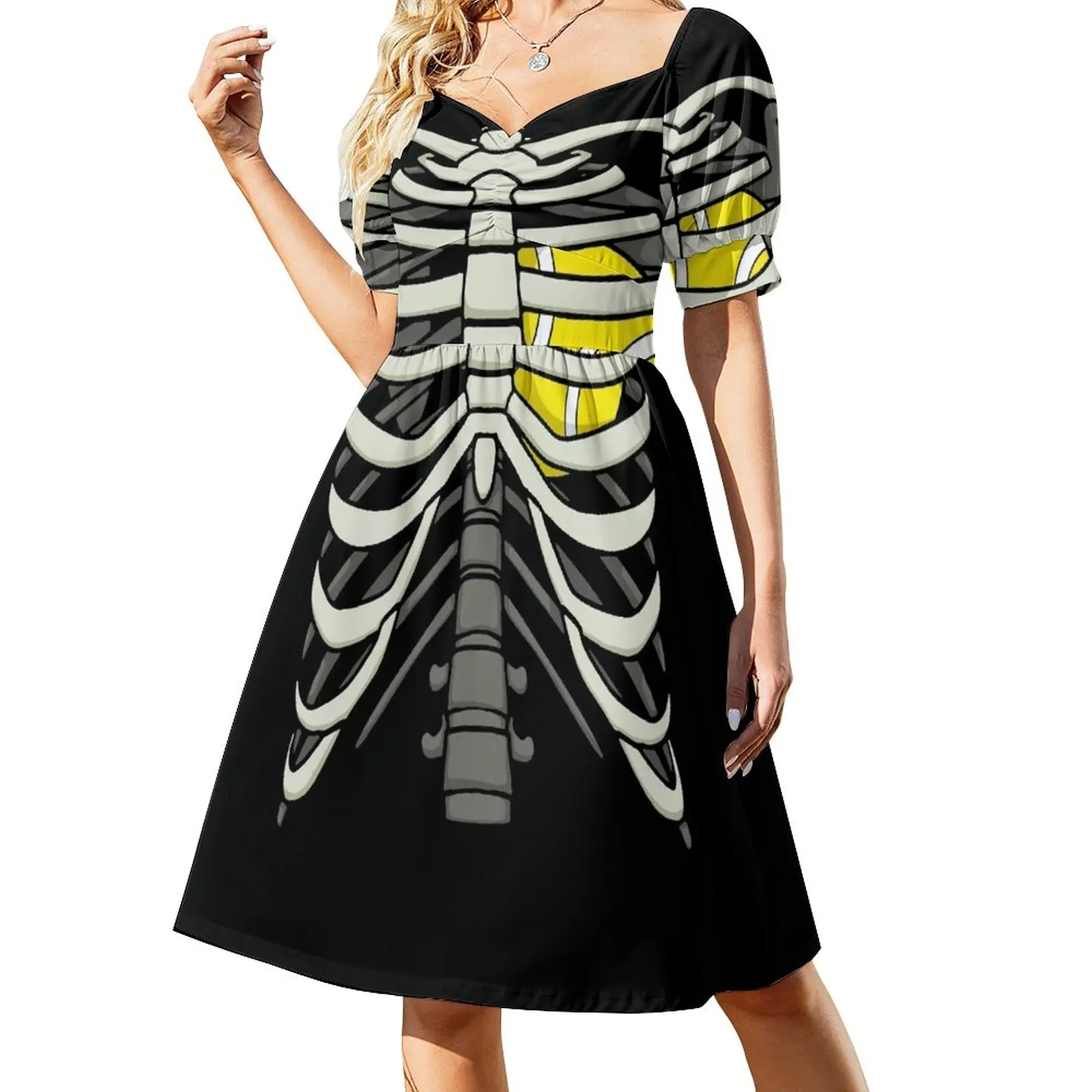 

Ribcage Halloween Tennis Player Skeleton Ball Heart Sleeveless Dress Women's summer dress women's evening dresses 2024