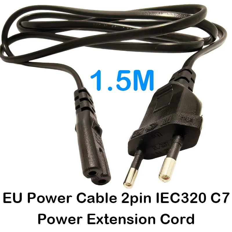 1.5M EU Power Cable 2pin IEC320 C7 Power Extension Cord For Dell Laptop Charger Canon Epson Printer Radio Speaker PS4 XBOX One s