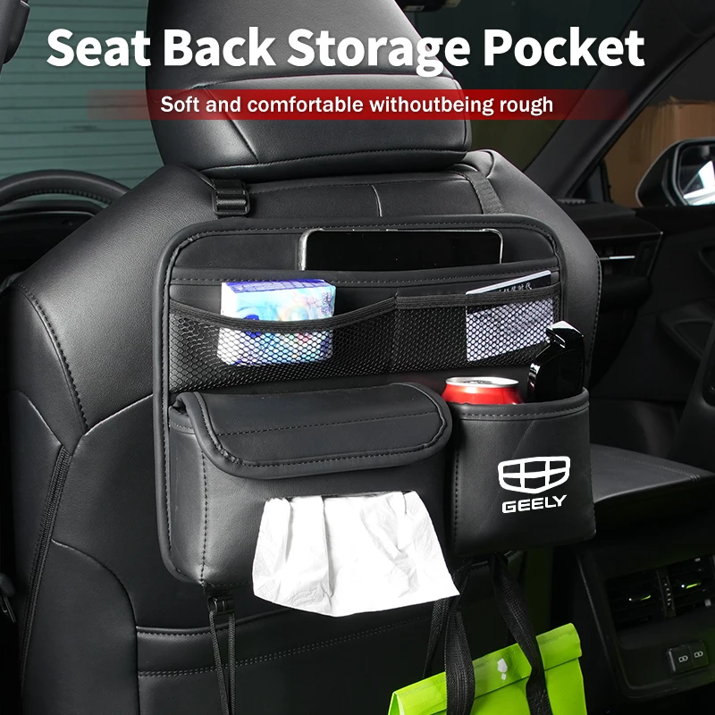 Car Seatback Storage Bag Backseat Organizer Tissue Box Cup Holder Accessories For Geely EX2 Atlas SUV Boyue Borui Coolray 3