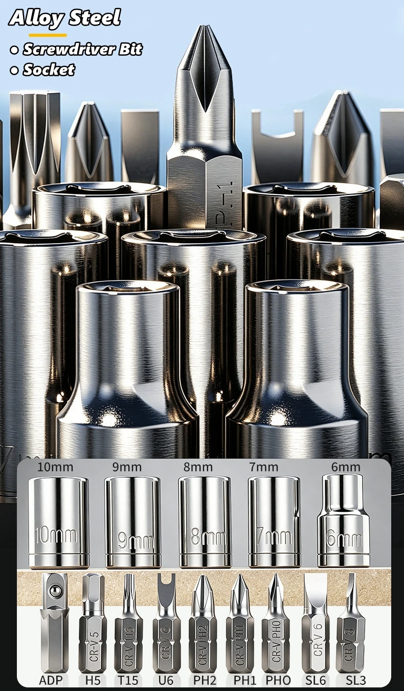 14-in-1 Multifunktions-Drehratschenschraubendreher Torx Phillips Magnetischer Schraubendreher-Bits Motorreparaturwerkzeug Schraubendreher-Bit-Set – Detail 6