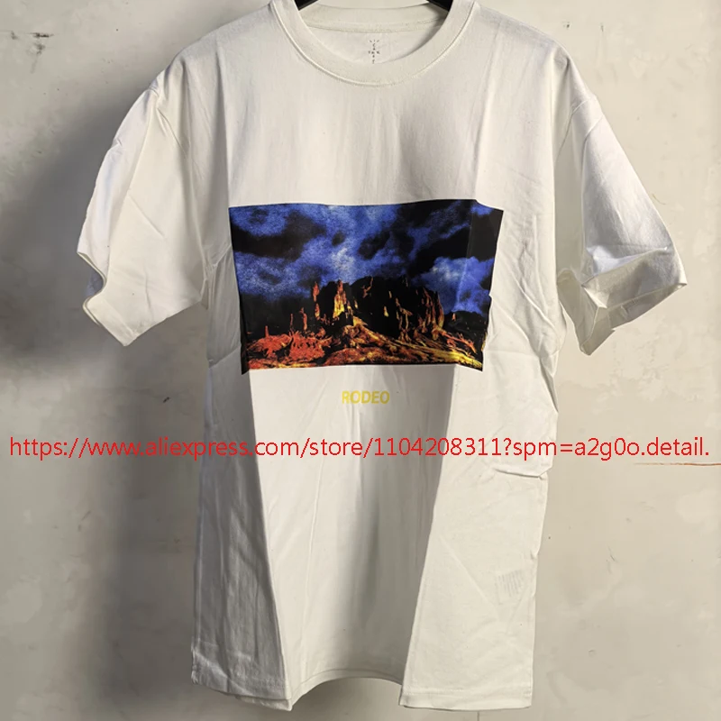 New Style Cactus Jack T-shirt High Quality Hip Hop Printed Cotton Short-sleeve Casual Round-neck Utopia Top Tee Real Photo