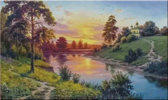 

Scenery Forest Sunset 16CT 14CT Canvas Unprinted Top Quality Cross Stitch Kit Embroidery Art DIY Handmade Needlework Home Decor