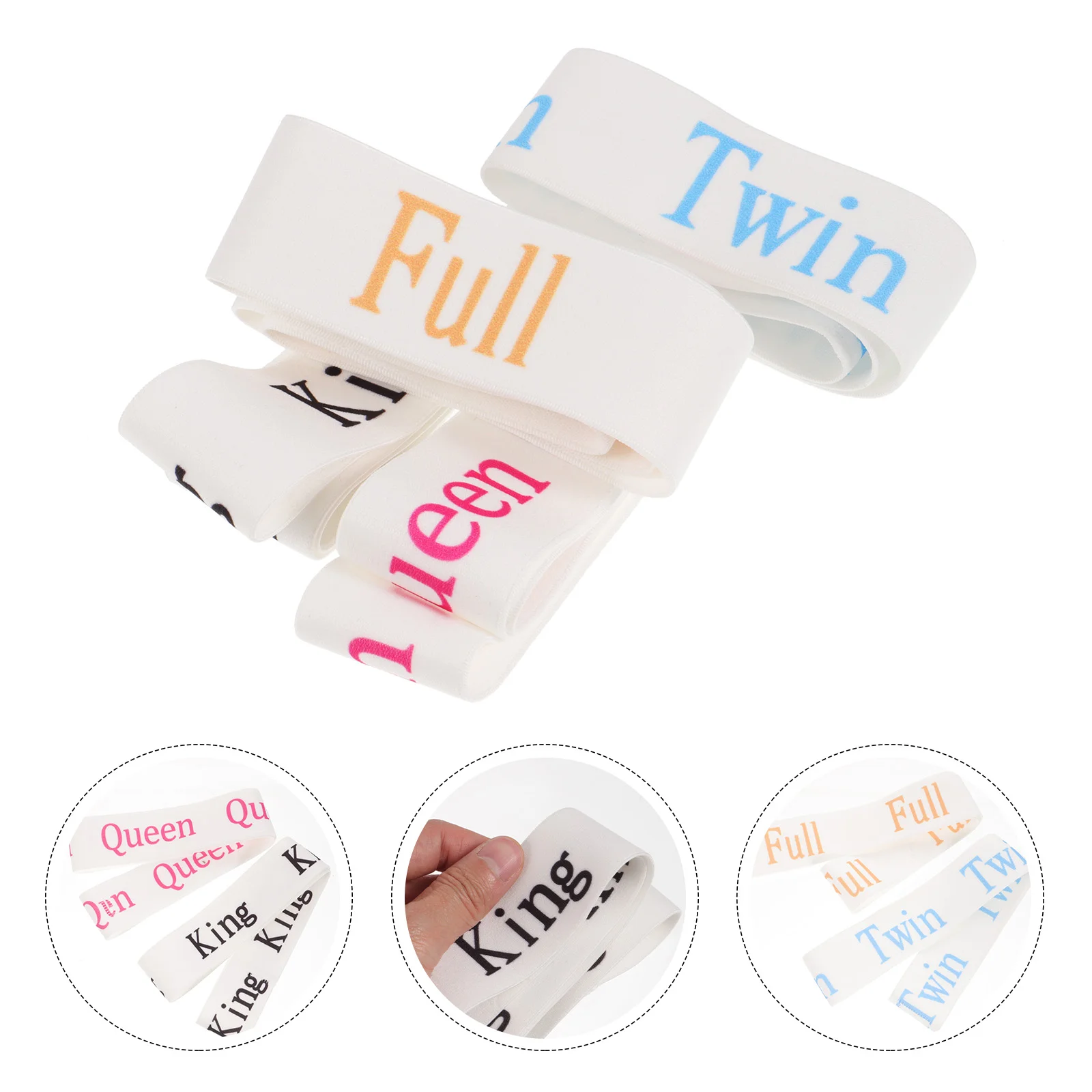 

4 Pcs Printing Bed Sheet Storage Elastic Band Dryer Polyester Latex Yarn Adjustable Strap