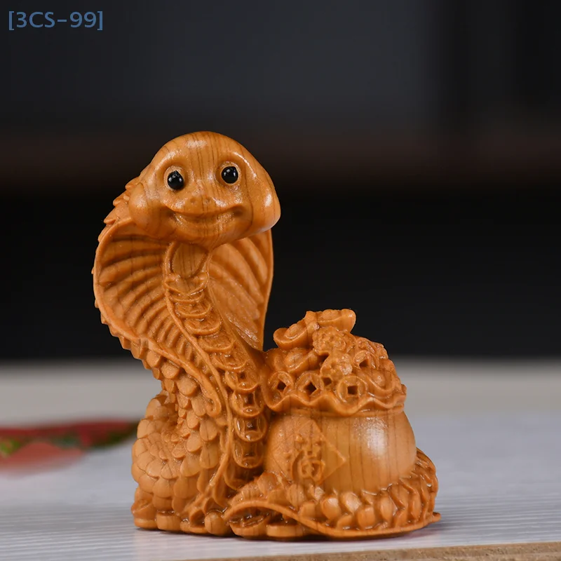 

1 Piece Lucky Feng Shui Snake Statue Wooden Carved Chinese Snake Figurine Money Wealth Home Desktop Decorations Accessories
