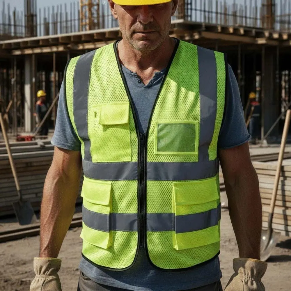 

Светоотражающий жилет высокой видимости, предупреждающий один размер, уличная защитная одежда, дышащая защитная строительная одежда