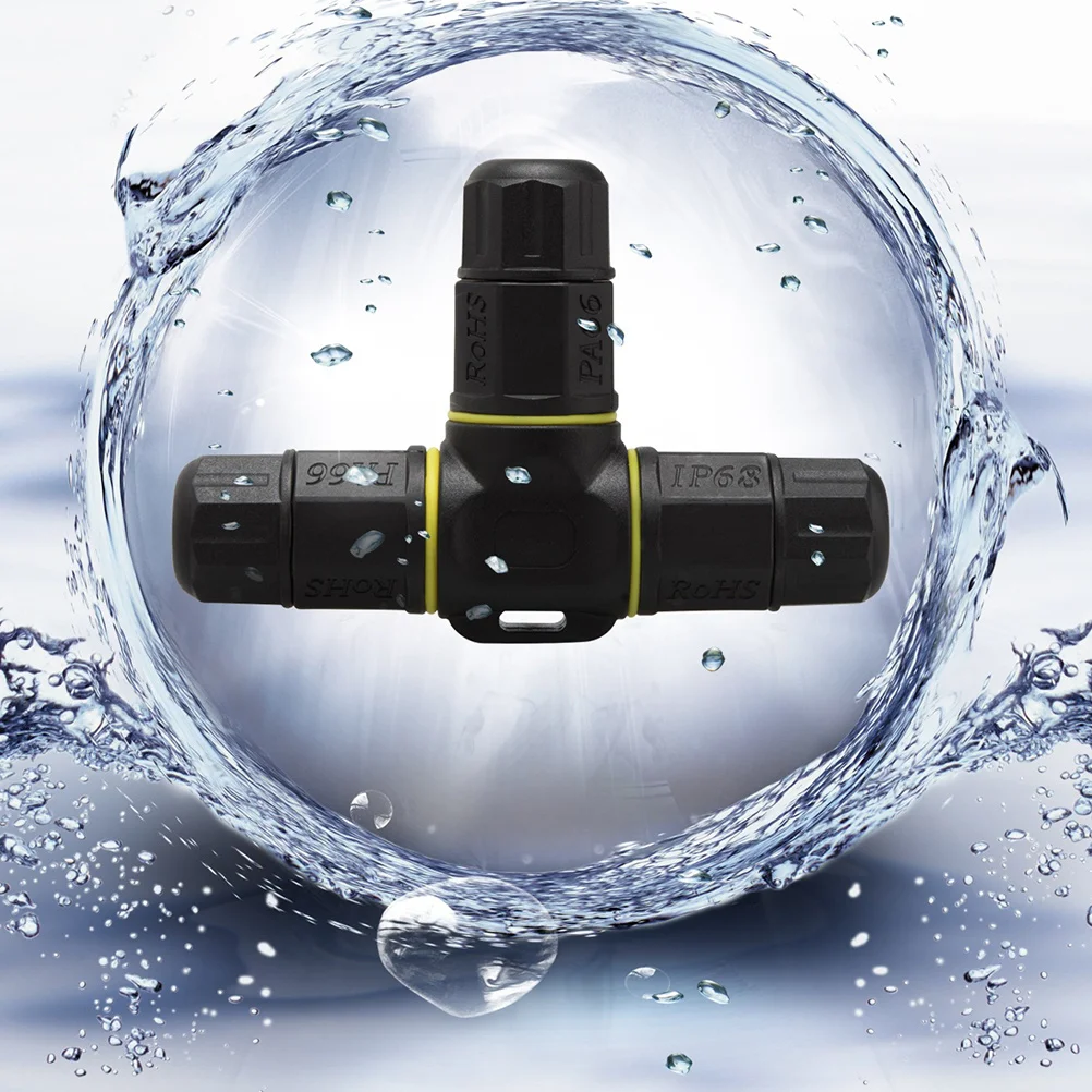 

Pcs 3 Pin 3 Way Waterproof Connector Ip68 Nylon Copper Cable Terminal Adapter For Led Light Outdoor Garden Lighting Black