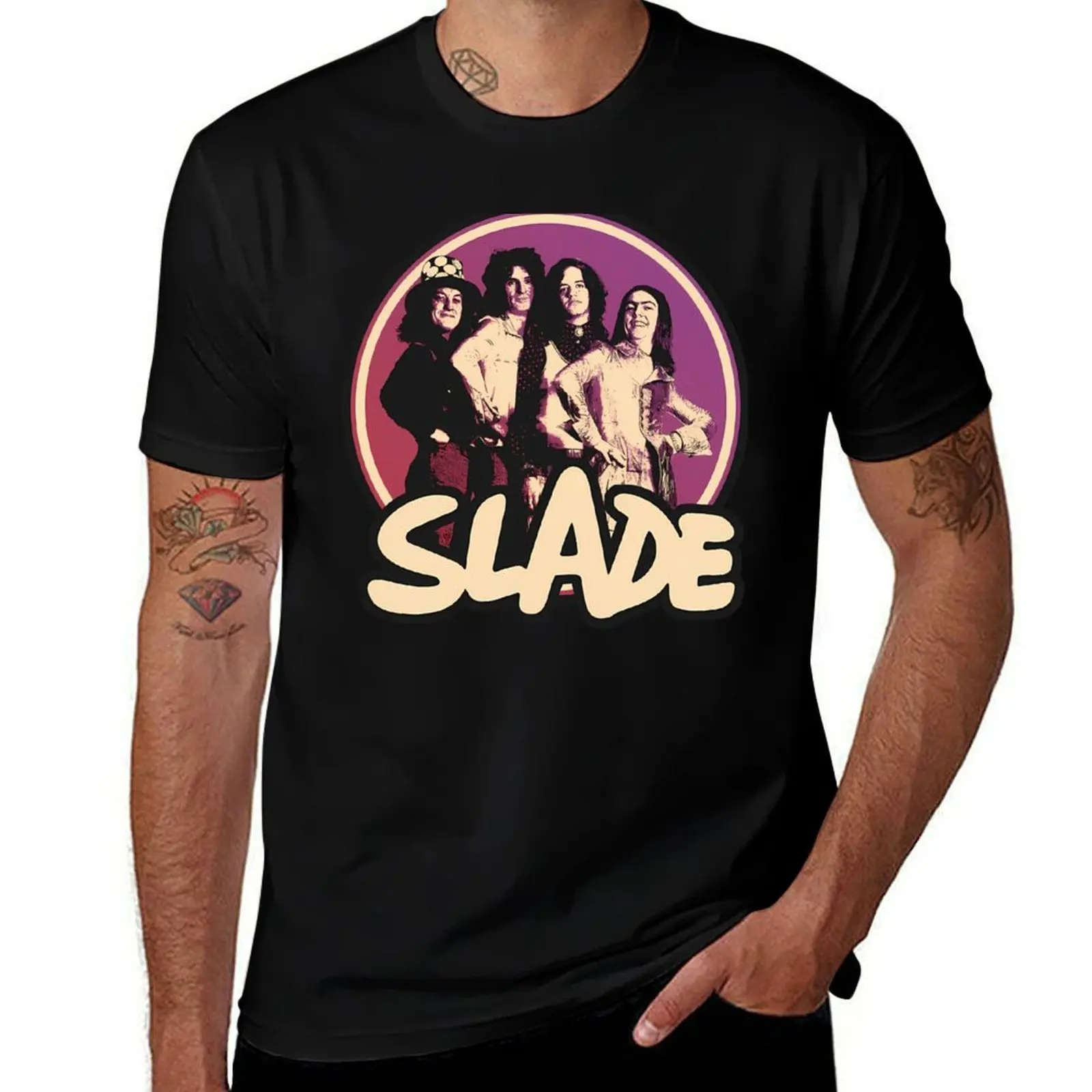 Slade Band Glam Rock T-Shirt Basic Crew Neck Short Sleeve Top T-Shirt