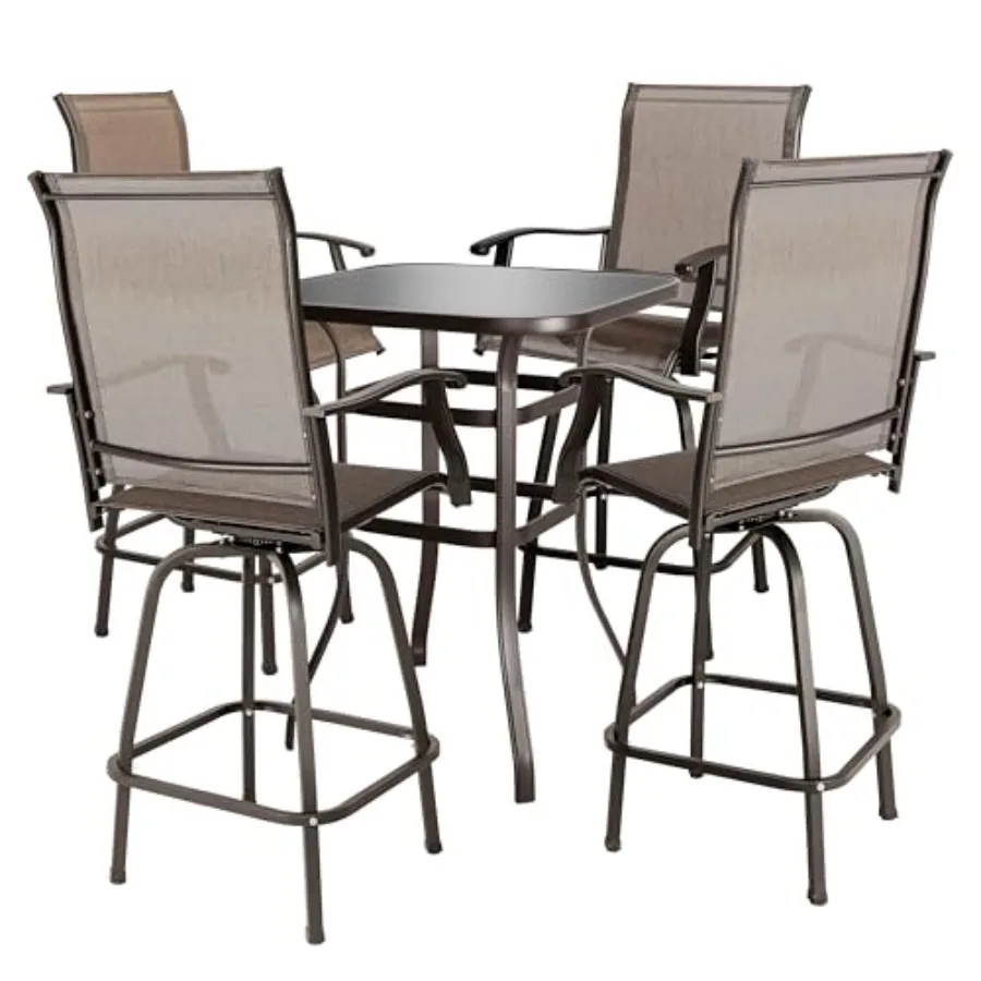 

Барный набор NUU GARDEN из 5 предметов: квадратный стол из текстилена с шелкографией и 4 высоких поворотных стульев для патио