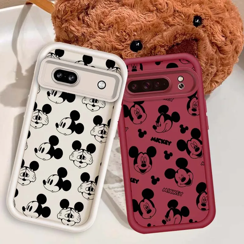 

Disney Cute Mickey Mouse For Google Pixel 9 8A 8 7 7A Pro XL 5G Eye Ladder Soft TPU Shockproof Cover
