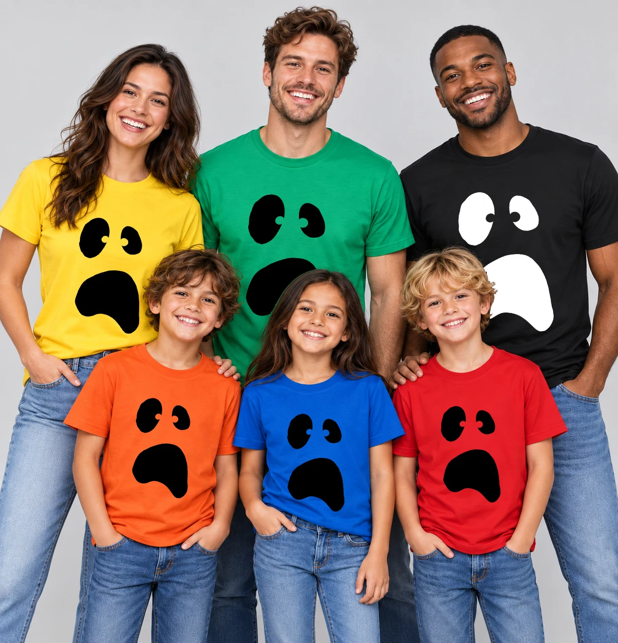 Fun Spooky Ghost Face Halloween Costume T-Shirt for Family Fashion Halloween Short Sleeve Family Tshirt Gifts