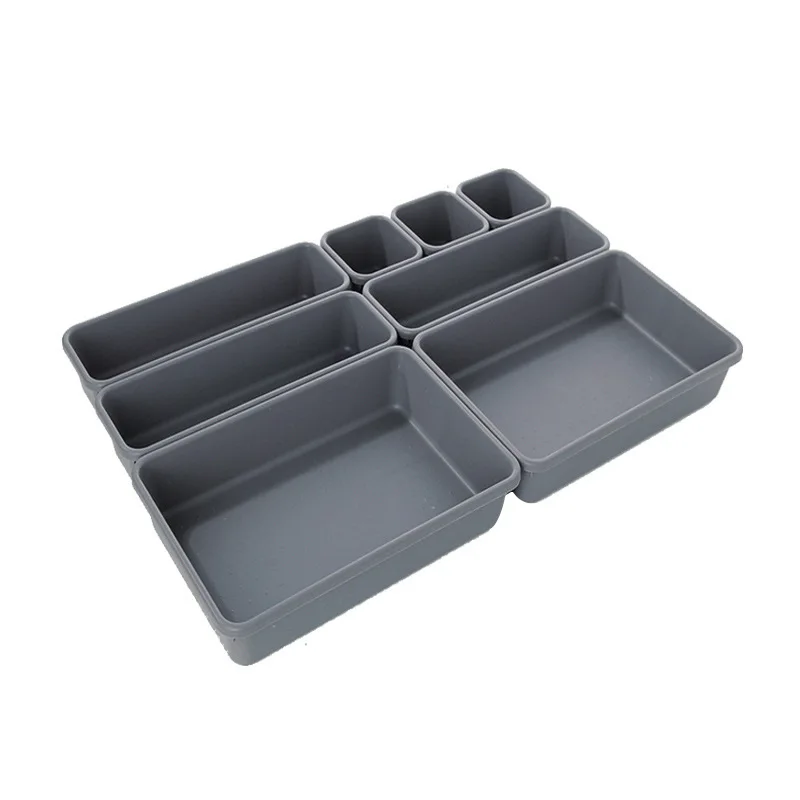 Storage Box, Bin Set - Multi-Use Drawer Organizer for Kitchen, Bathroom, Office Desk, Makeup, Jewelry 8 Boxes Pack